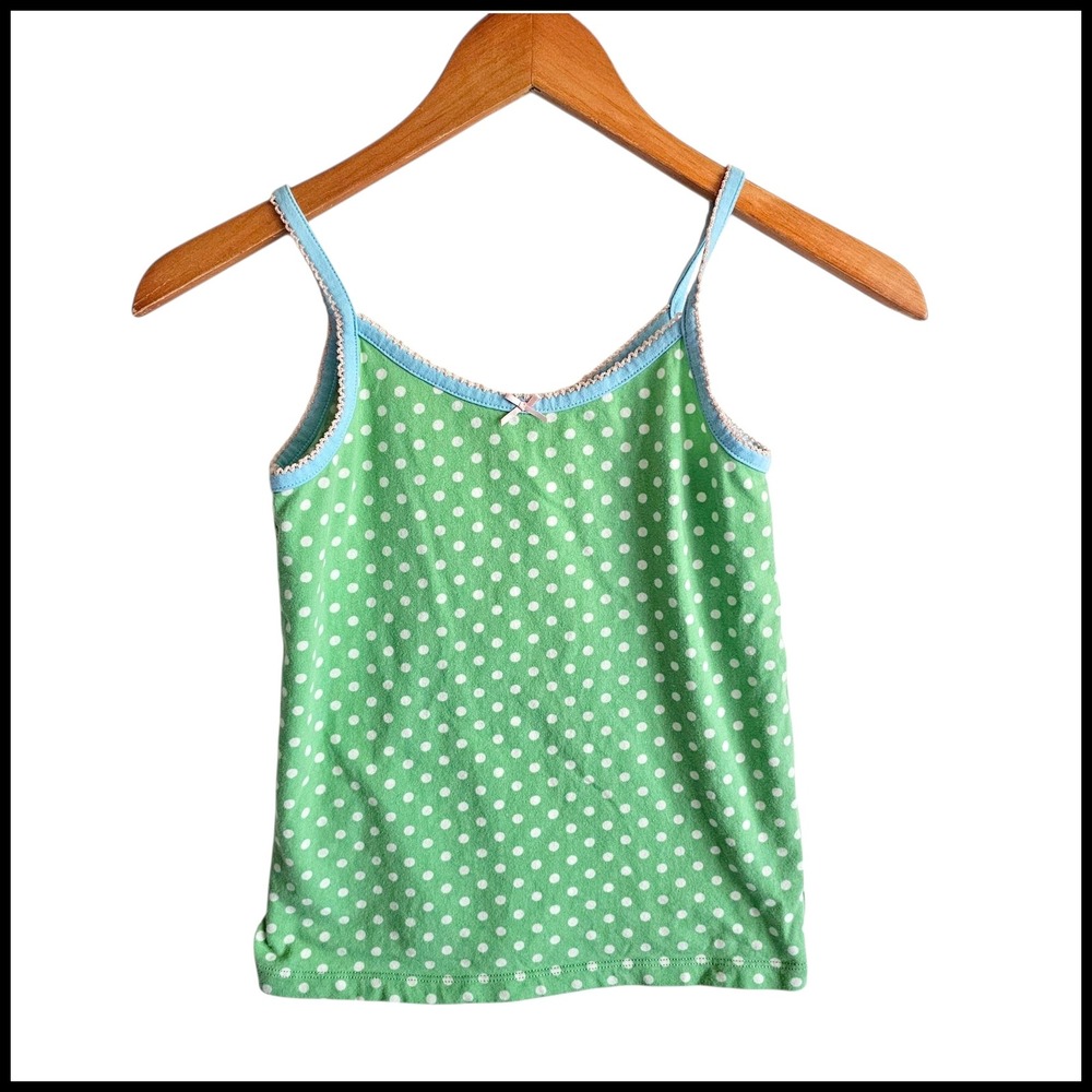 Matilda Jane Tank Top Green Polka Dot Sleeveless Cami‎ Top Kids Size 12